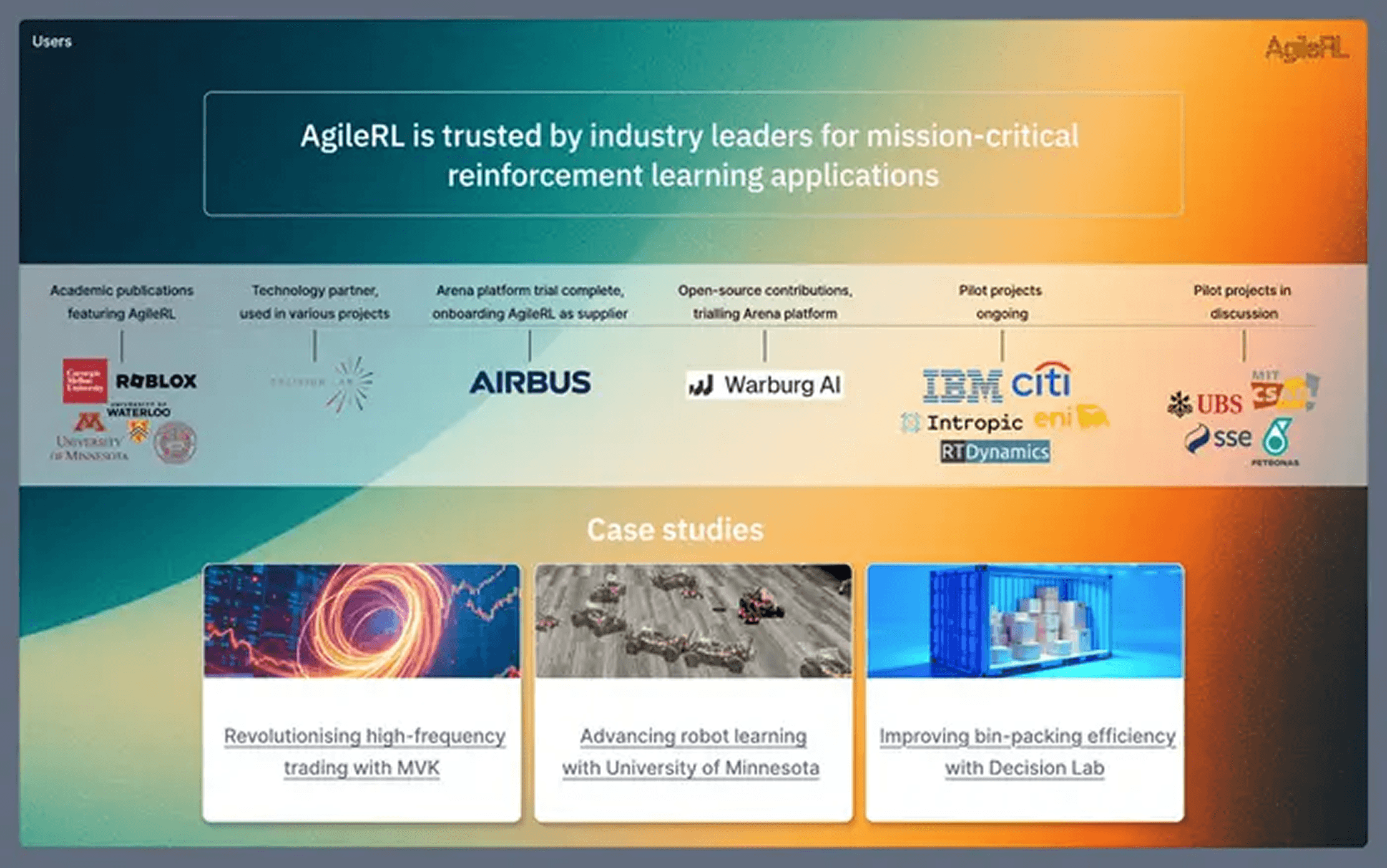 AgileRL pitch deck — slide 7