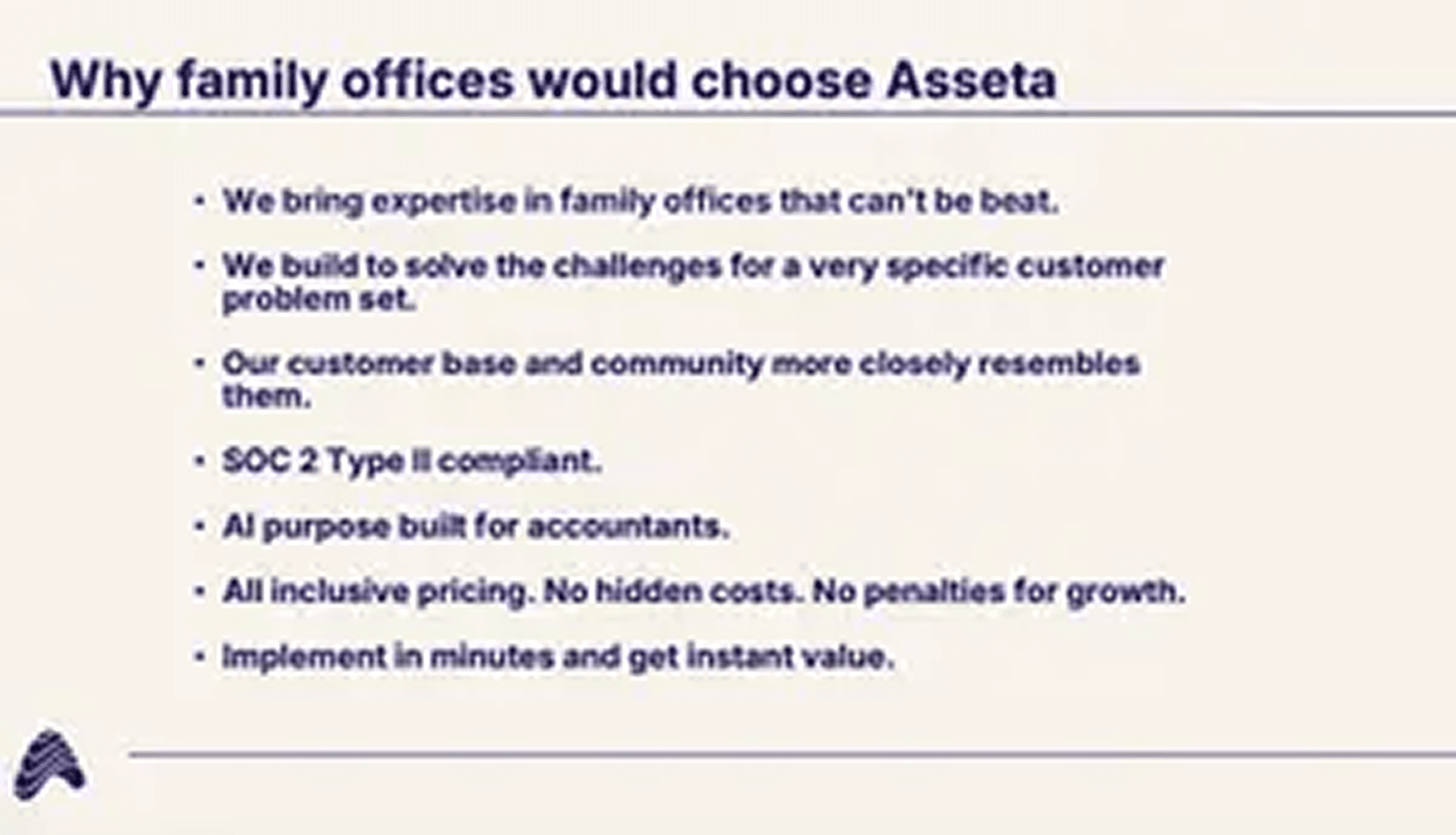 Asseta AI pitch deck — slide 10