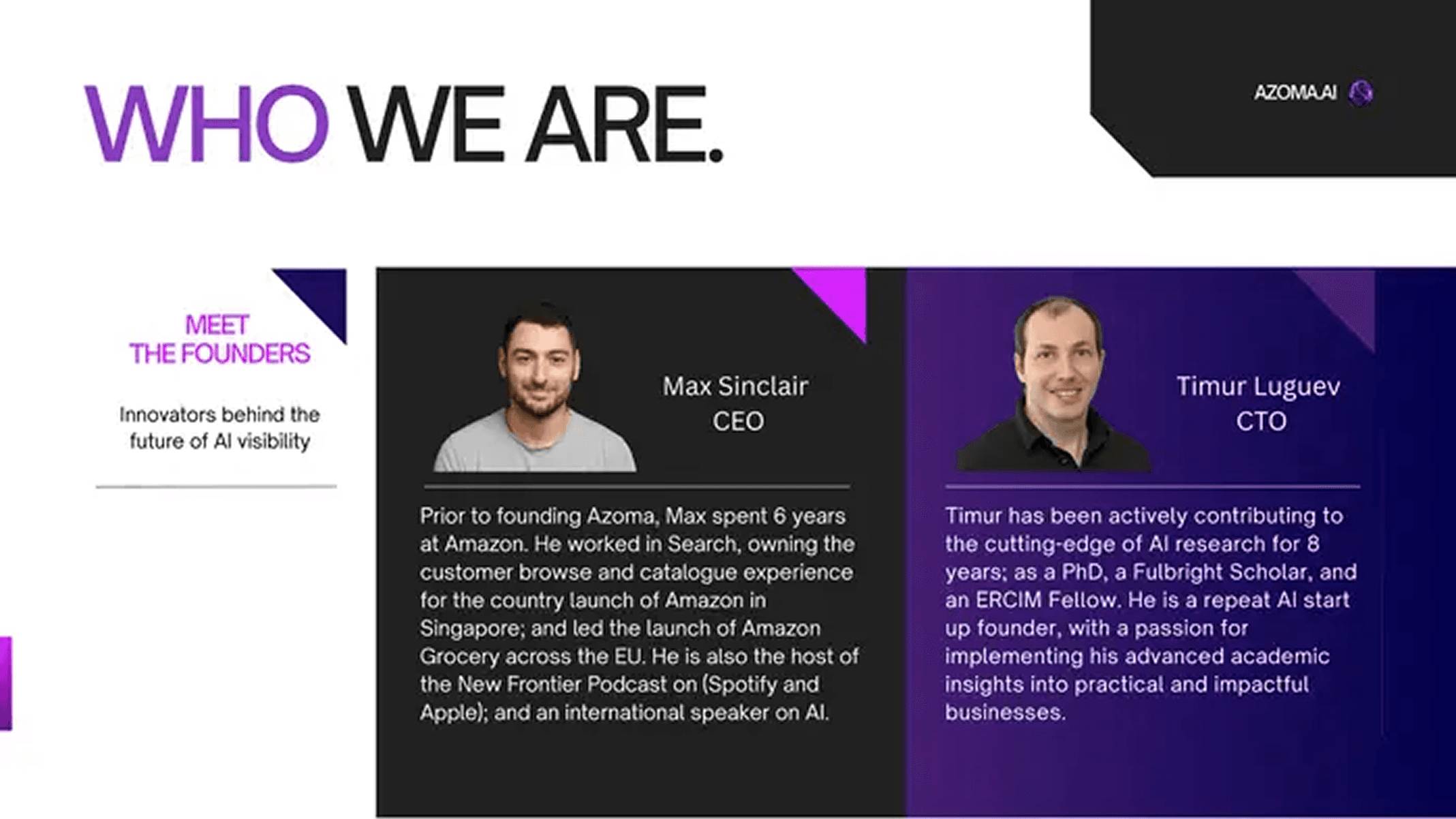 Azoma pitch deck — slide 2