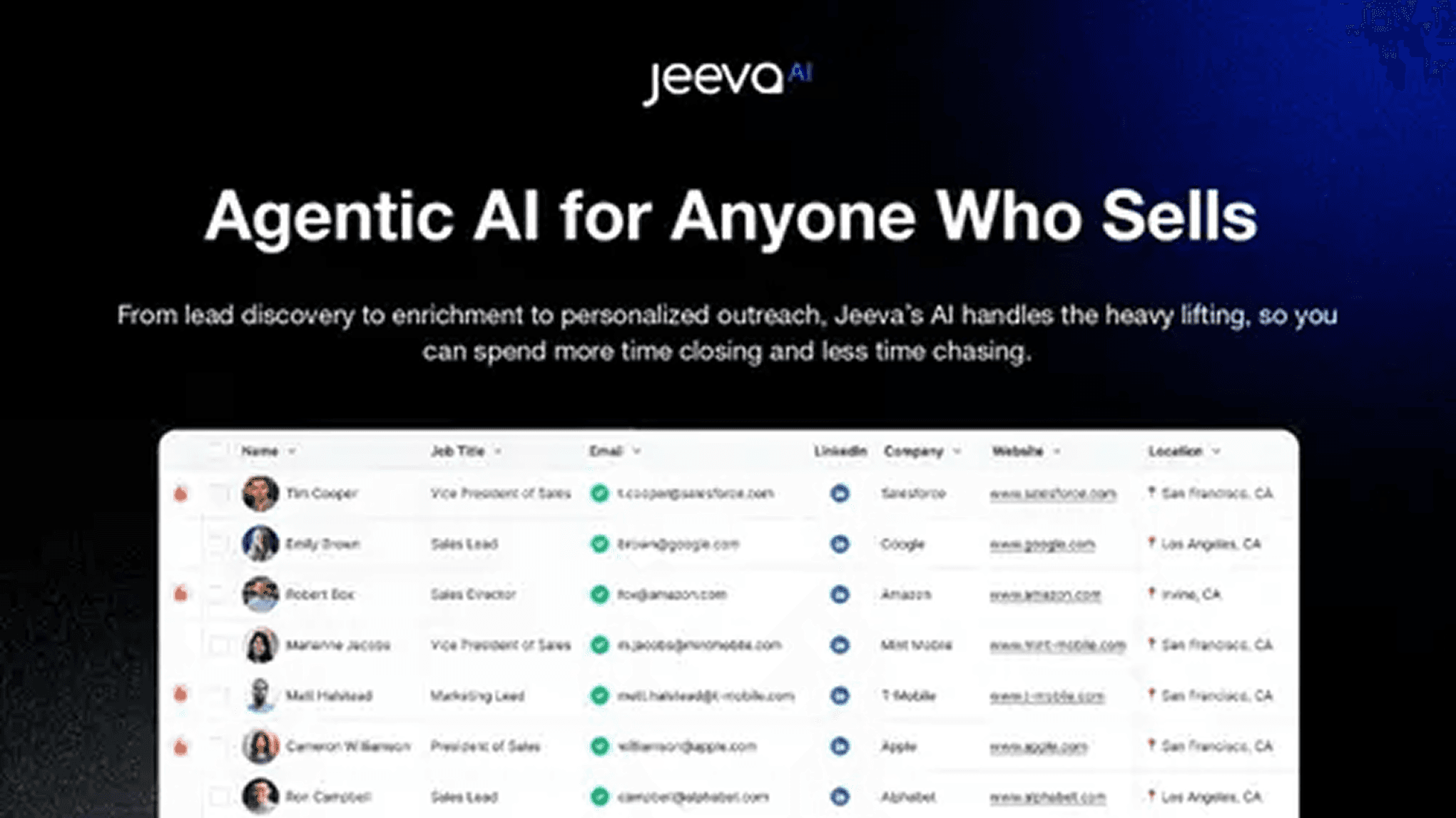 Jeeva AI pitch deck — slide 1