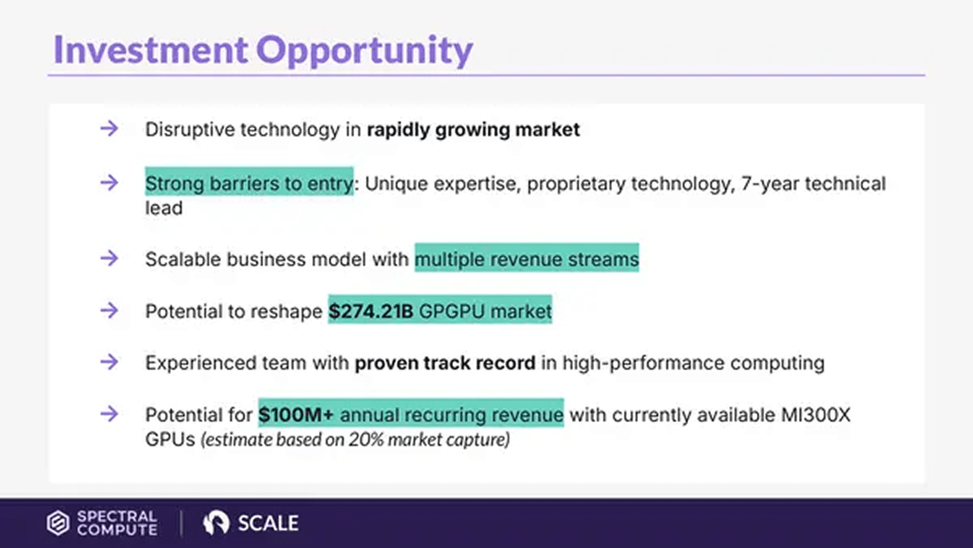 Spectral Compute pitch deck — slide 13